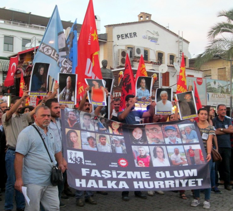 The Left-wing Emek Partesi (EMEP) party demonstrating in Antalya's Kale Kapesi